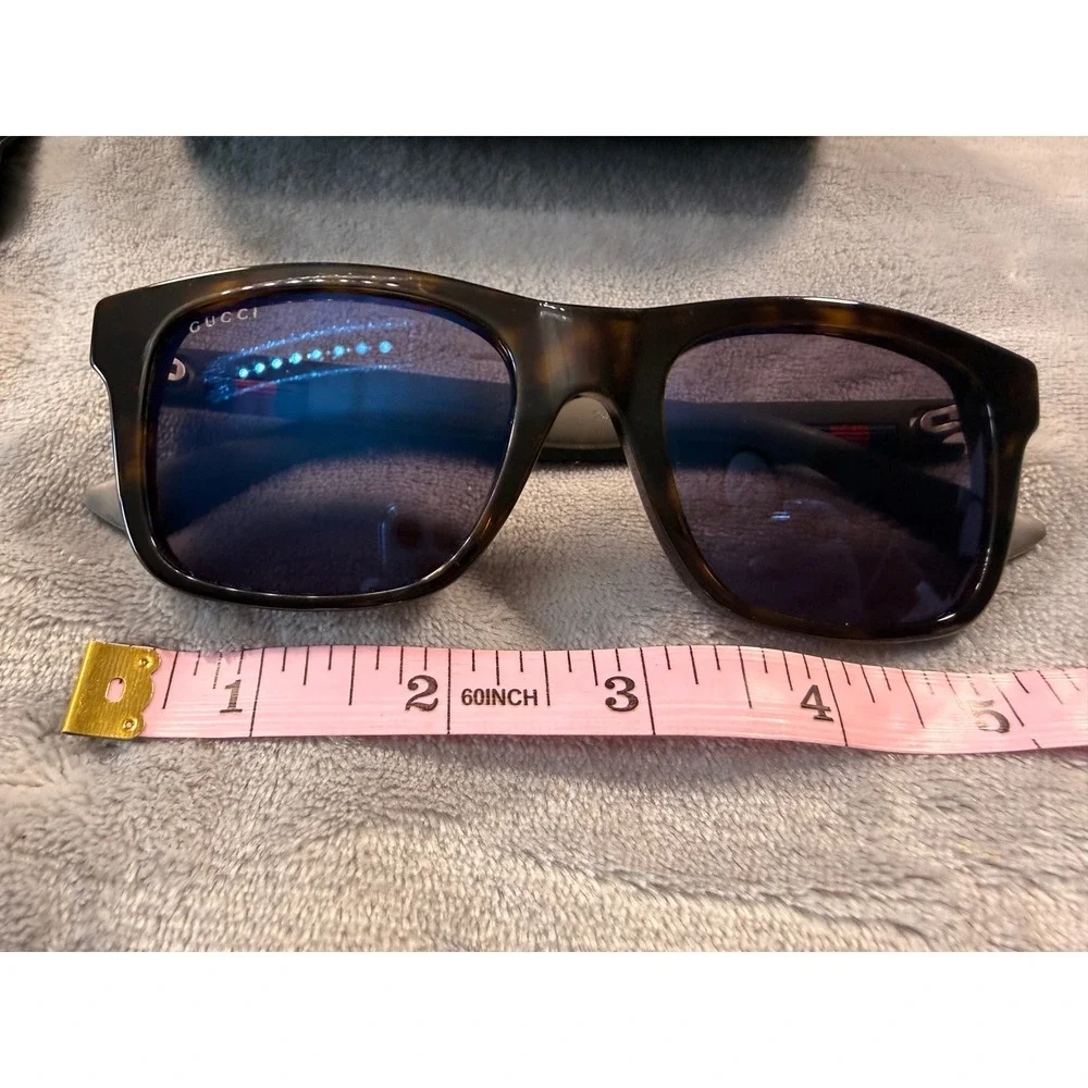 Gucci Tortoise Square Sunglasses Matte Arms Web Stripe‎ Logo Italy Unisex